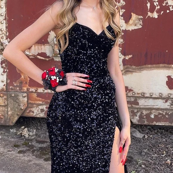 lady black tie dresses CLEMENTINE / Black Wedding Dress in Simple and Elegant Design